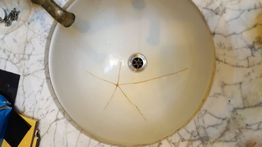 crack in porcelain bathroom sink